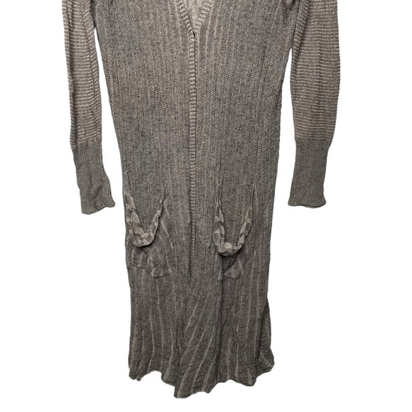 Free People Shadow Stripe Snap Button Duster Cardigan Taupe Beige Large - Picture 7 of 12